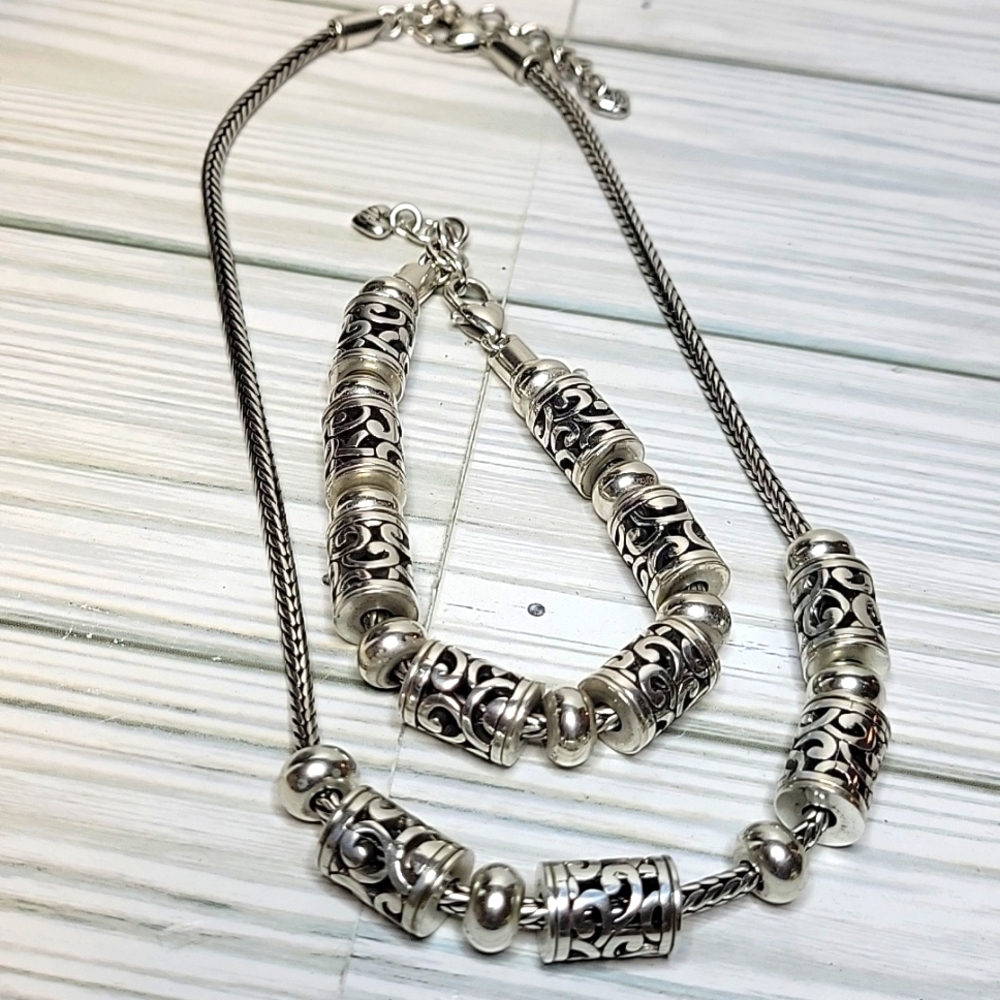 Brighton Necklace and Bracelet Set Silver Tone